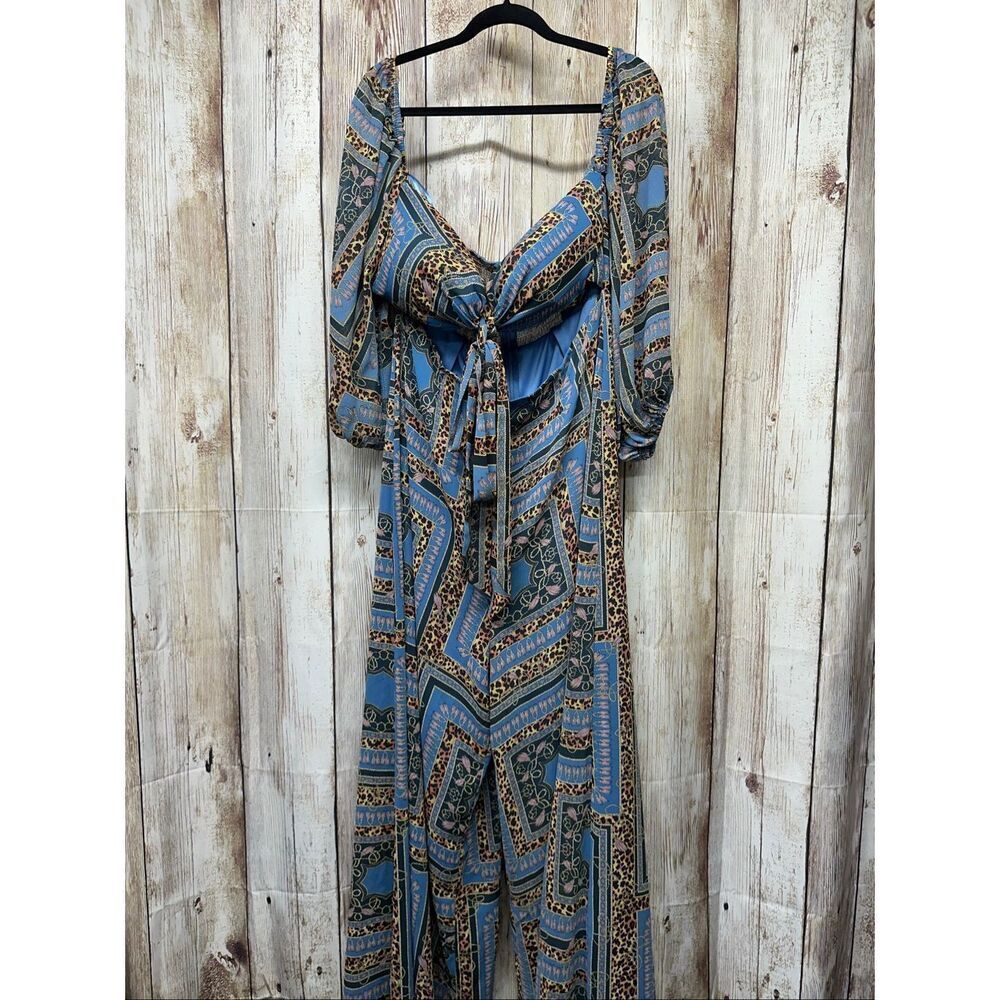 Fashion Nova Jumpsuit Blue Cheetah Leopard Off The Shoulder Vacation Sexy Outfit
